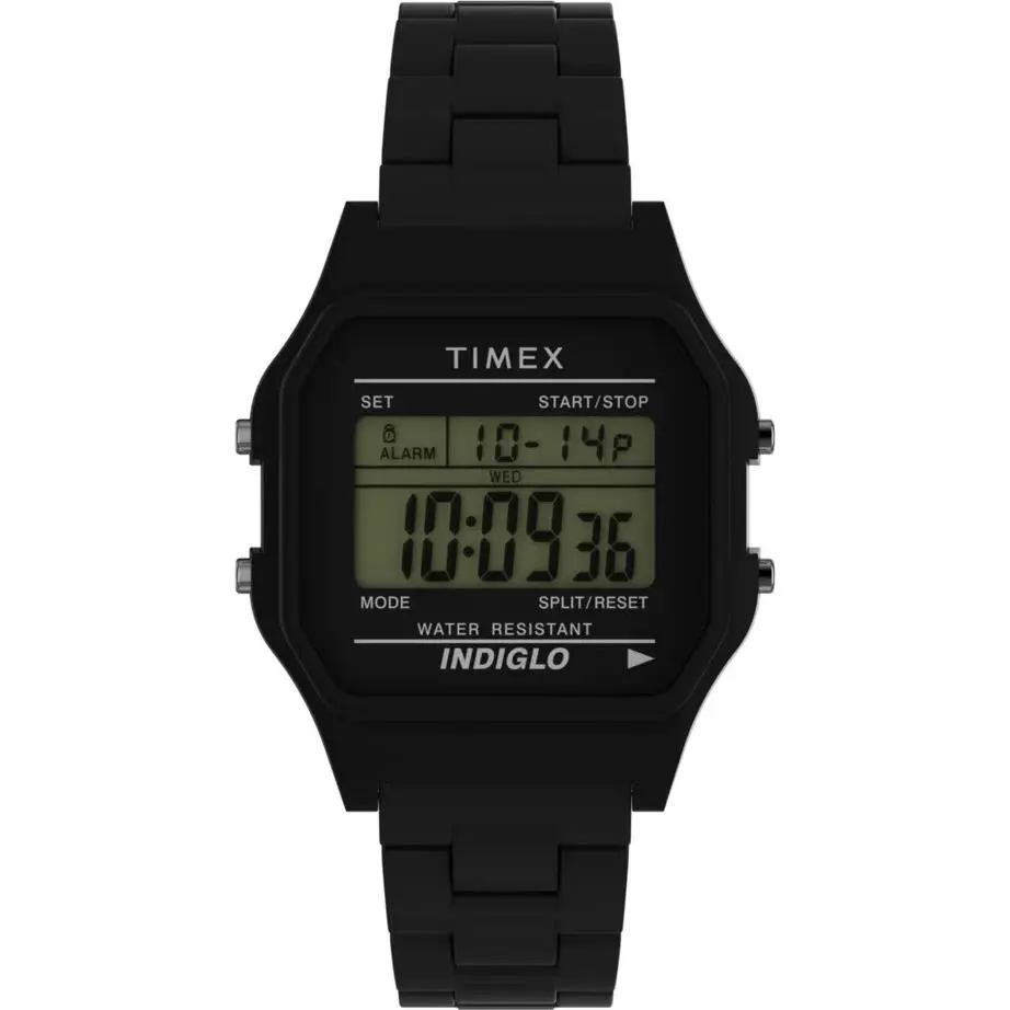Timex 80 36mm Glossy Black Resin Bracelet Mens Watch TW2V20000
