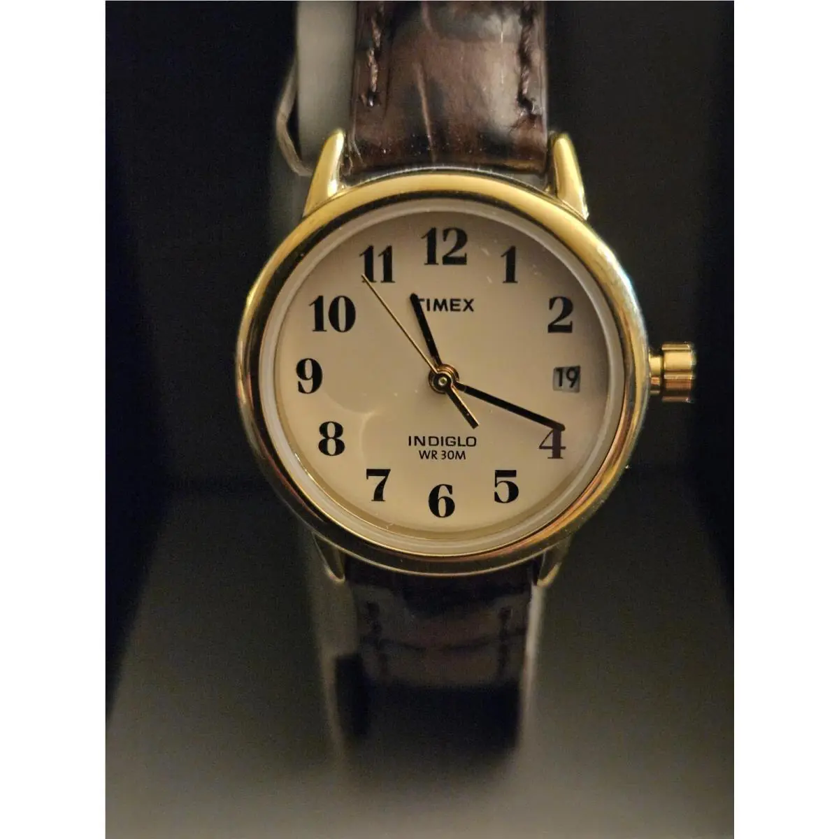 Watch Womens 25mm Date Indiglo Gold Tone Brown Band Classic by Timex