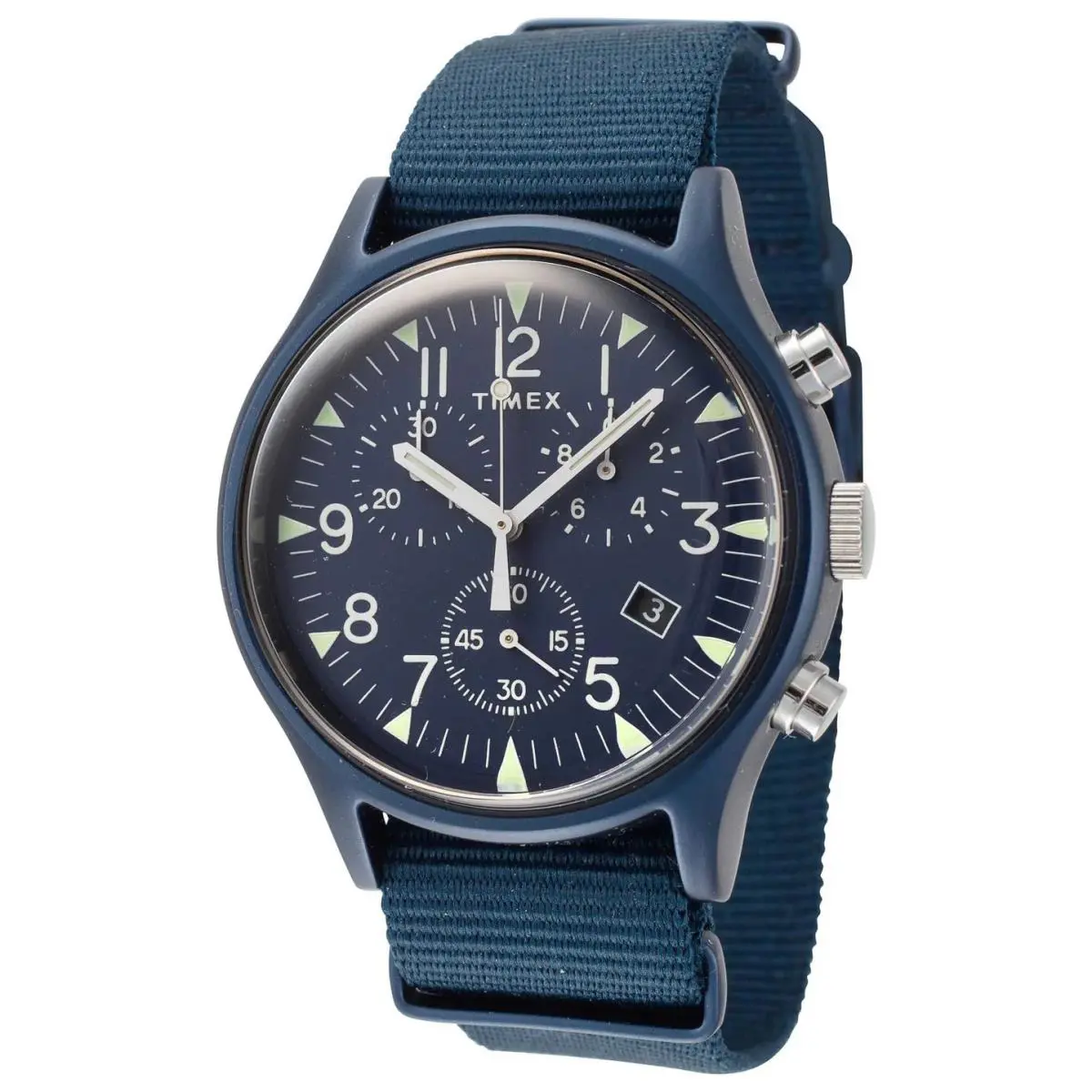 Timex TW2R67600 MK1 Men`s Analog Chronograph Round Watch Blue Nylon Strap