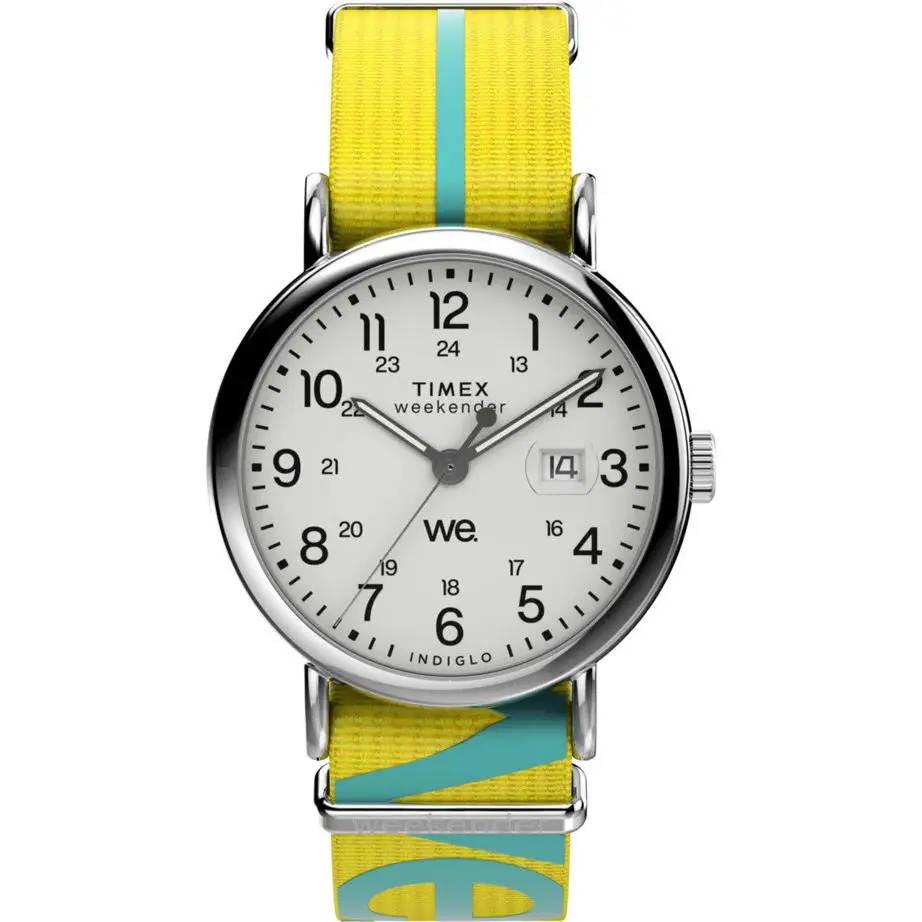 Timex Weekender 40mm Yellow Nylon Strap Unisex Watch - Hand: Silver, Strap: Yellow