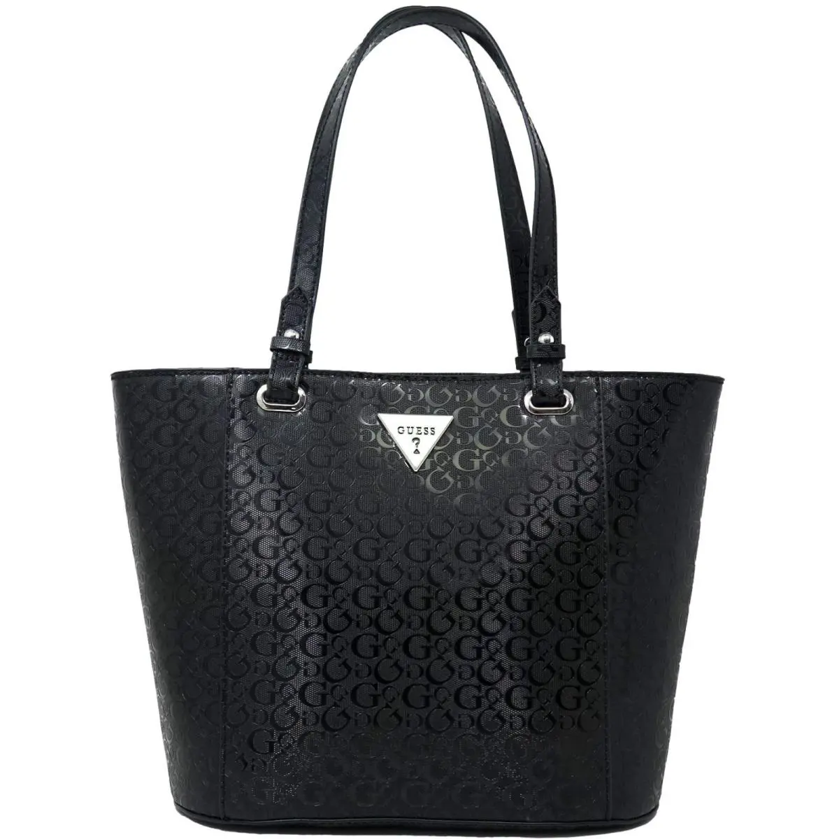 Guess Women`s Logo Embossed Travel Shopper Tote Bag Handbag Purse Black