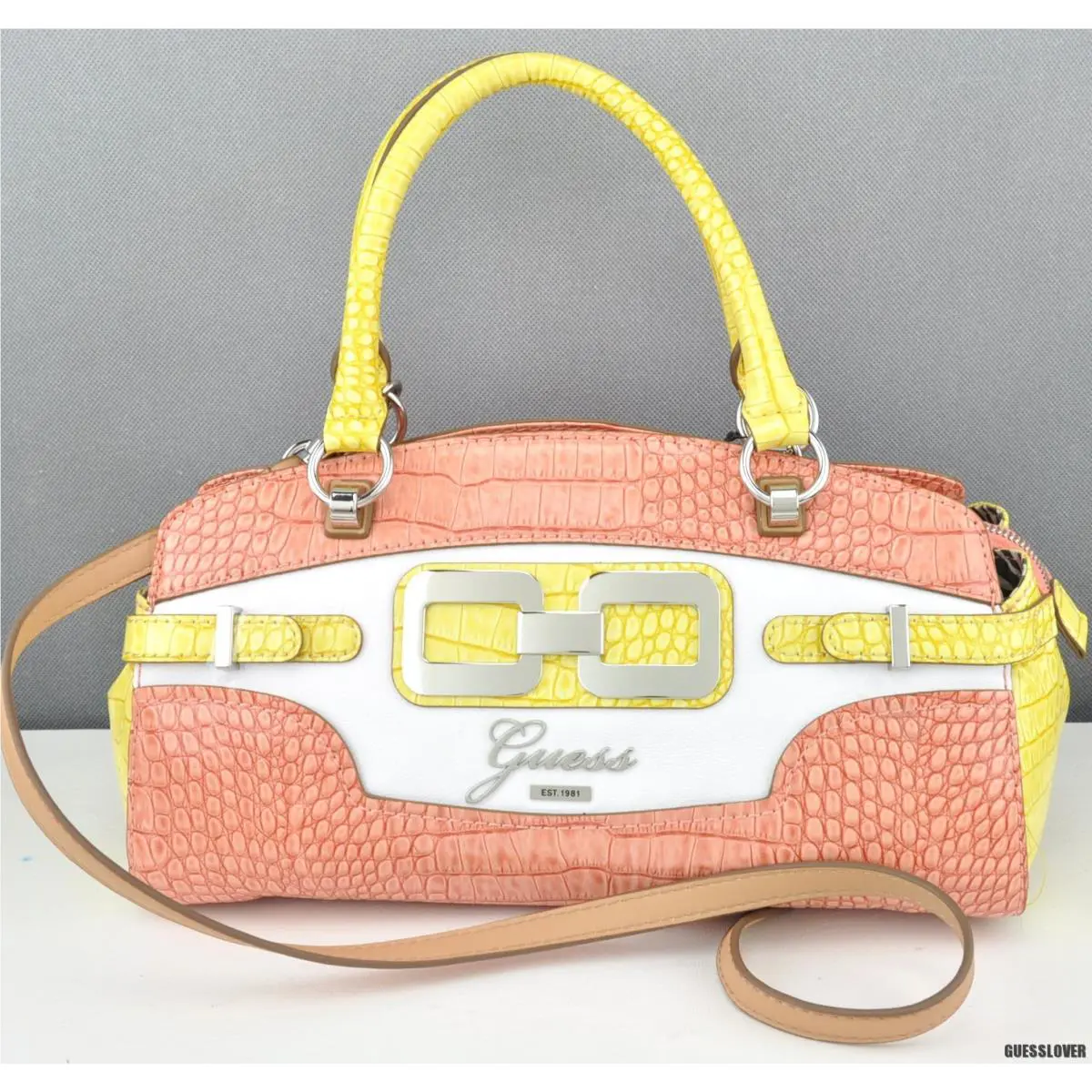 Usa Handbag Guess Mikelle Satchel Bag Coral Ladies Chic Stylish
