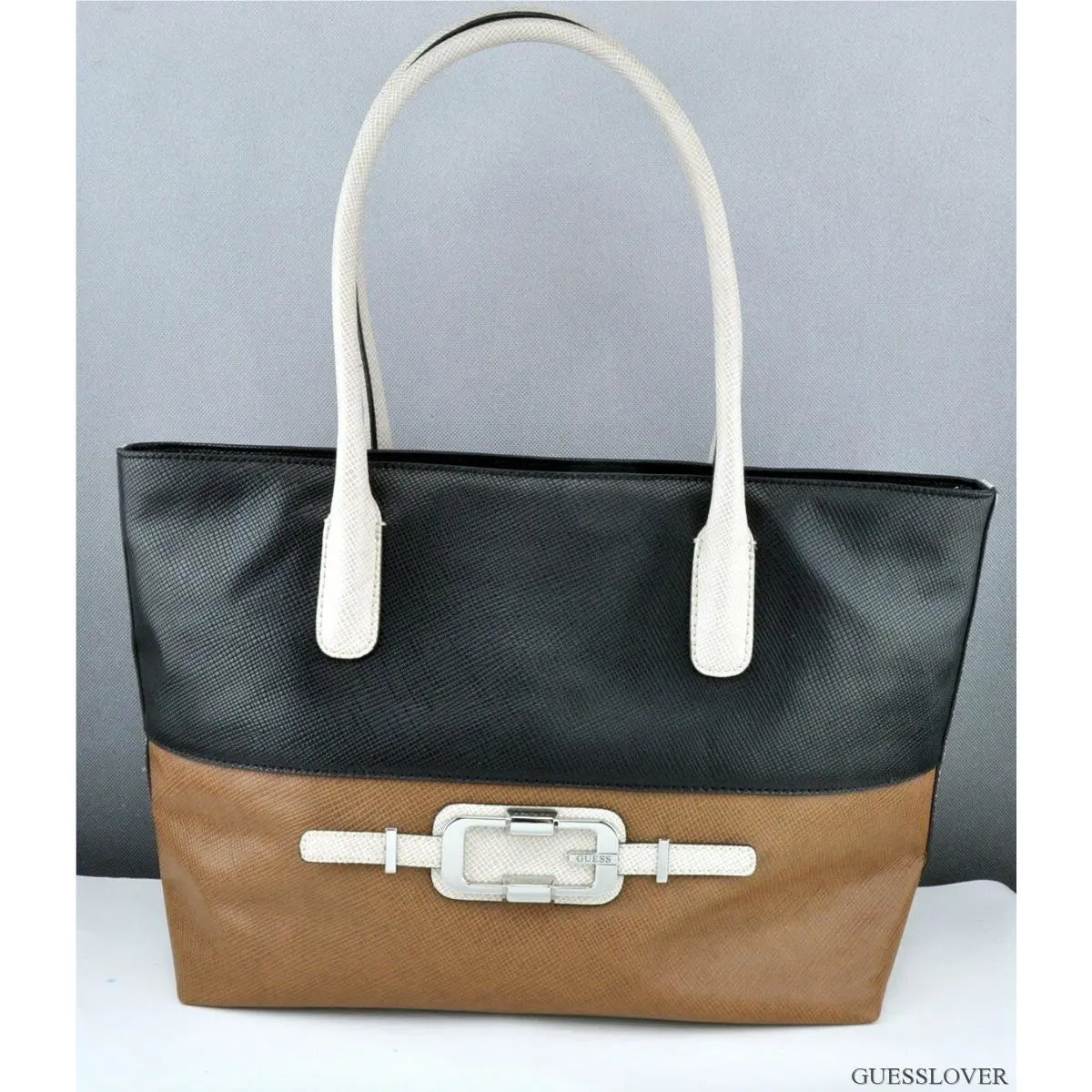 Guess Ladies Handbag Satchel Bag Jonsi Black Multi