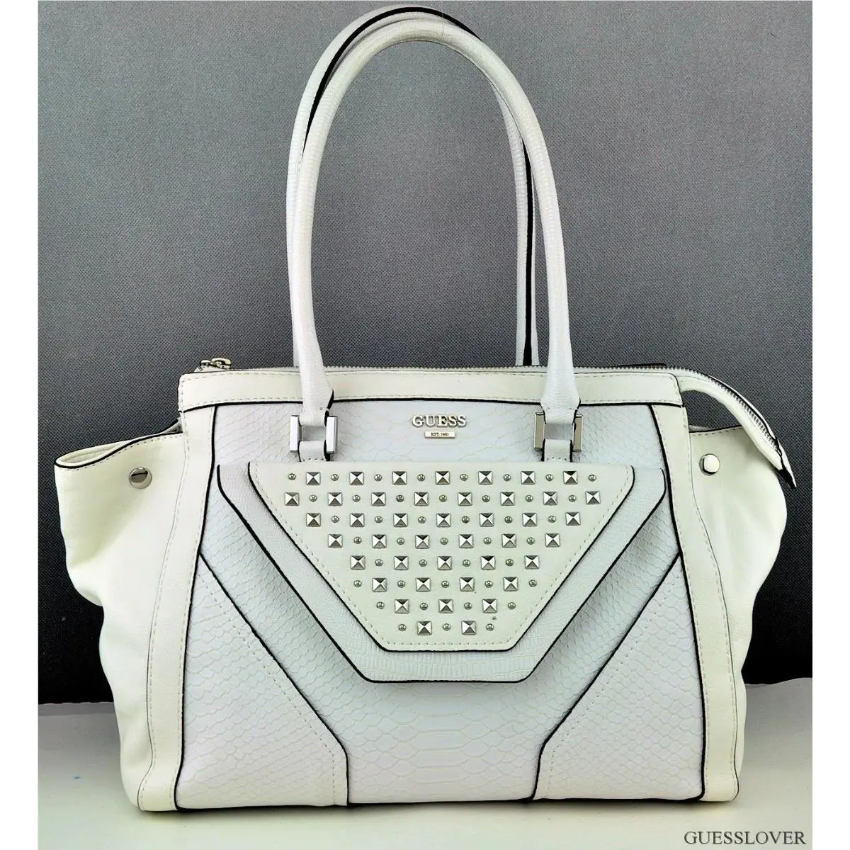 Usa Handbag Guess Tough Luv Satchel Bag White Chic Stylish Lovely