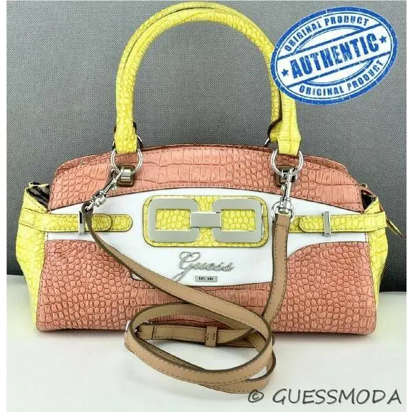 Guess Ladies Handbag Bag Purse Mikelle Coral Multi Satchel