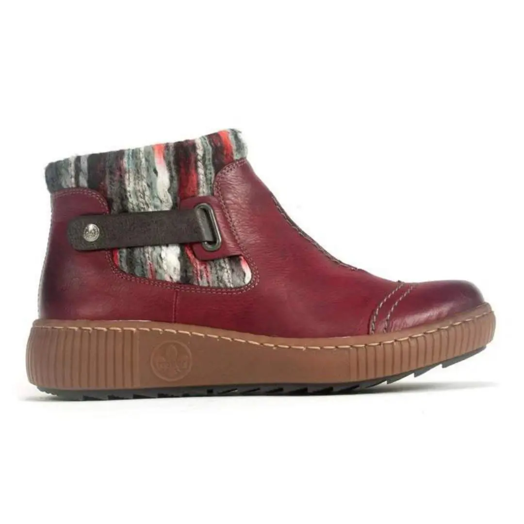 Rieker Women`s Felicitas Vegan Leather Sherpa Lined Booties Size EU 36 US 5.5 - Red