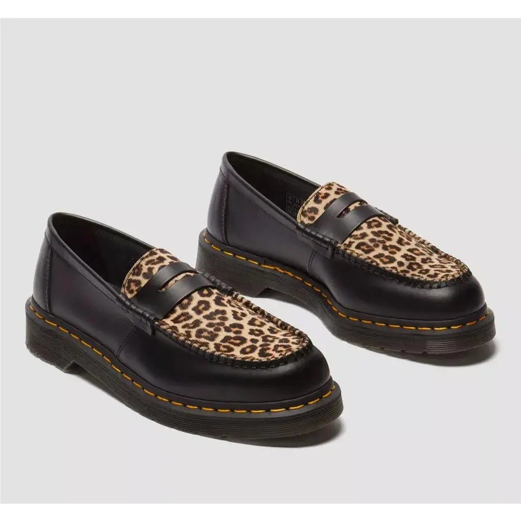Dr. Martens Penton Men`s US 6 Hair On Leopard and Smooth Leather Loafers