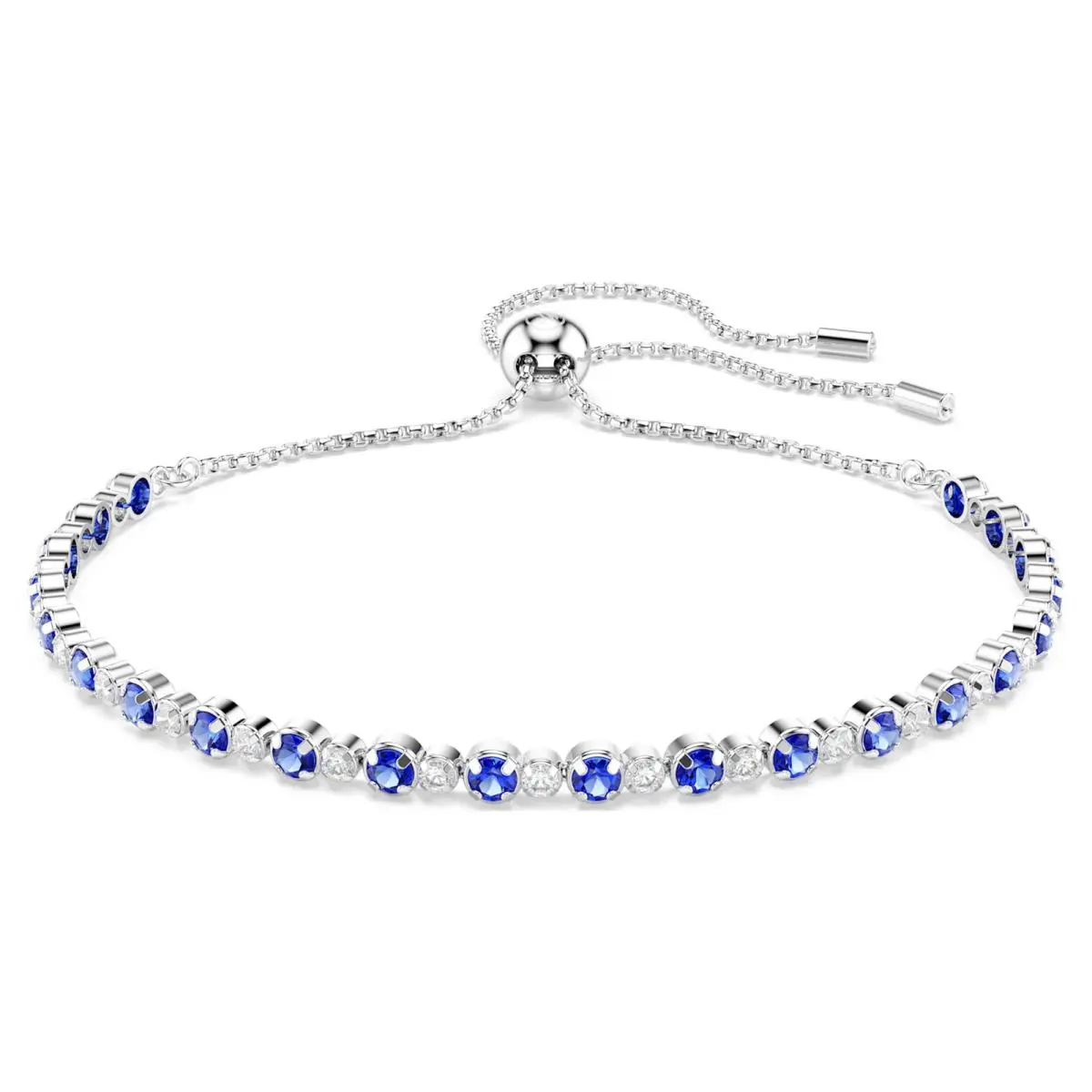 Swarovski Matrix Tennis Bracelet Mixed Round Cuts Blue Rhodium Plated 5725854