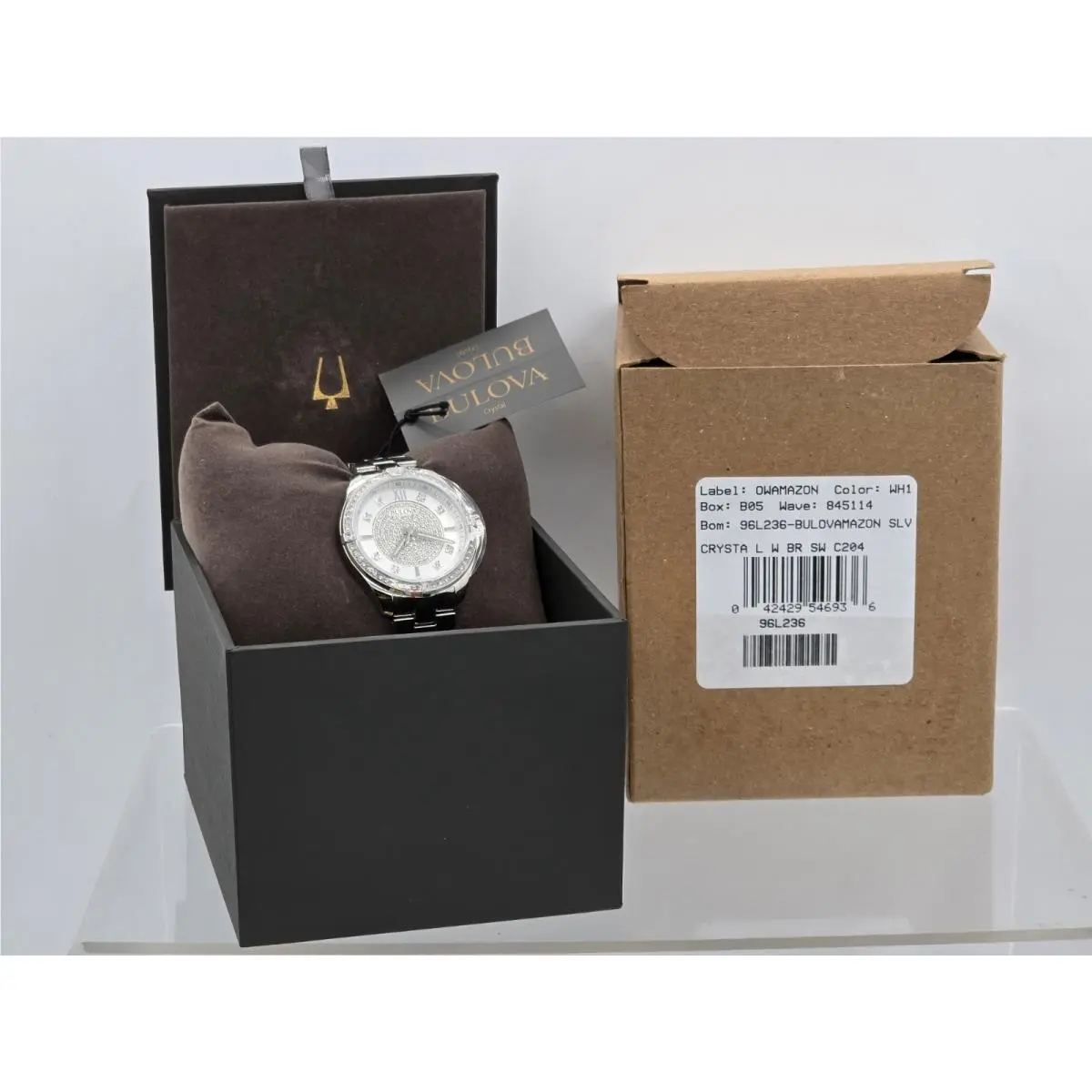 Bulova Ladies` Classic Crystal Stainless Steel 2-Hand Pave Dial 96L236