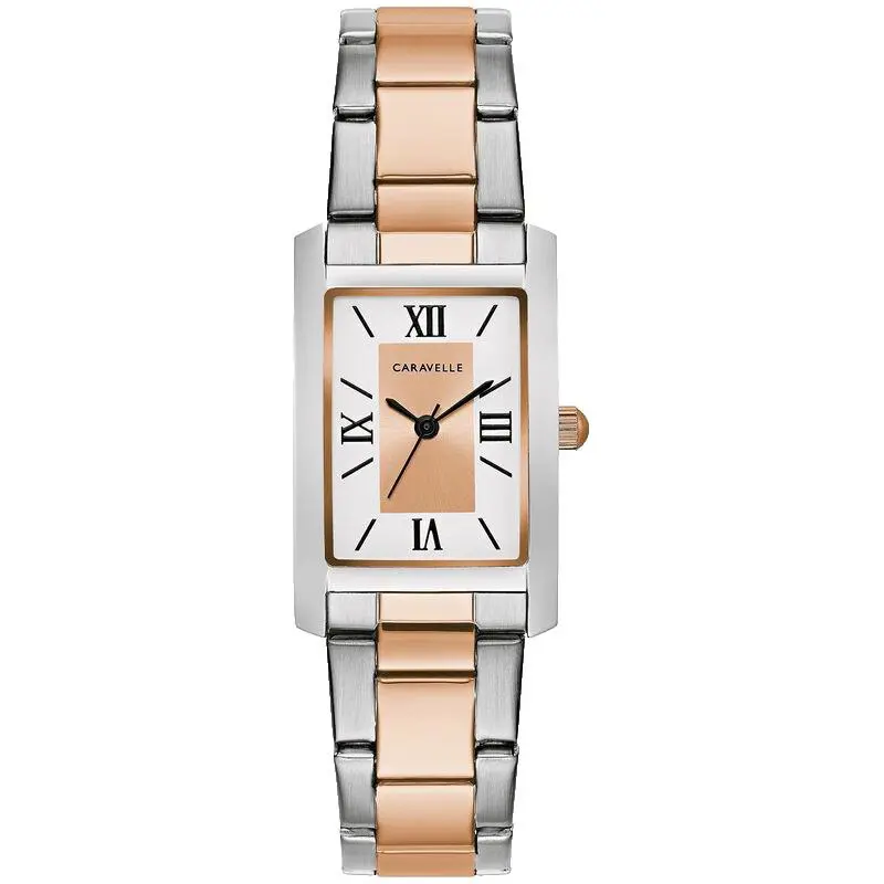 Caravelle BY Bulova 45L187 Rose Gold Dial Bracelet Quartz 21MM Womens Watch - Dial: Rose Gold, Band: ROSE GOLD, Bezel: Rose Gold
