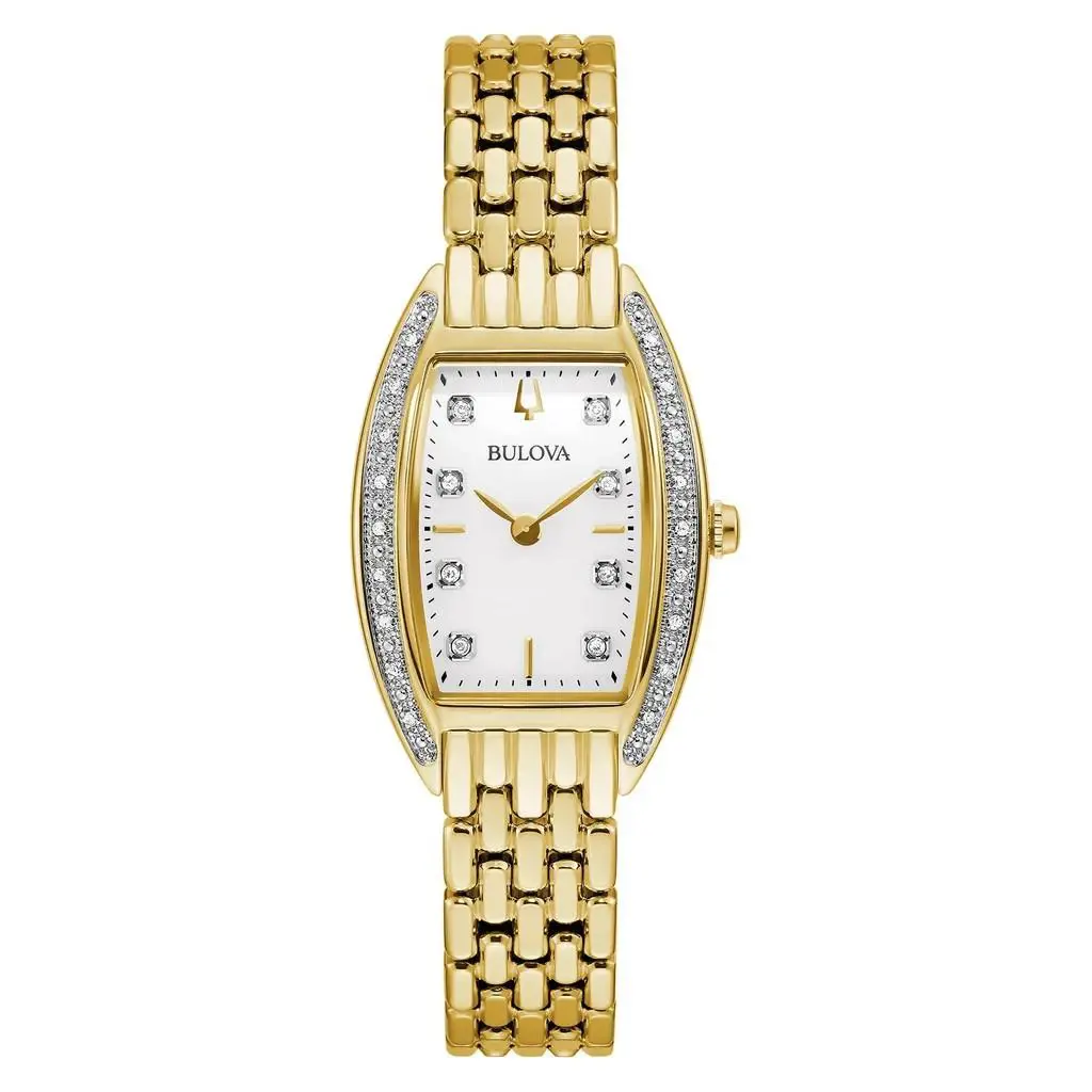 Bulova 98R282 Mother of Pearl Dial Diamond Accented Gold Tone Women`s Watch