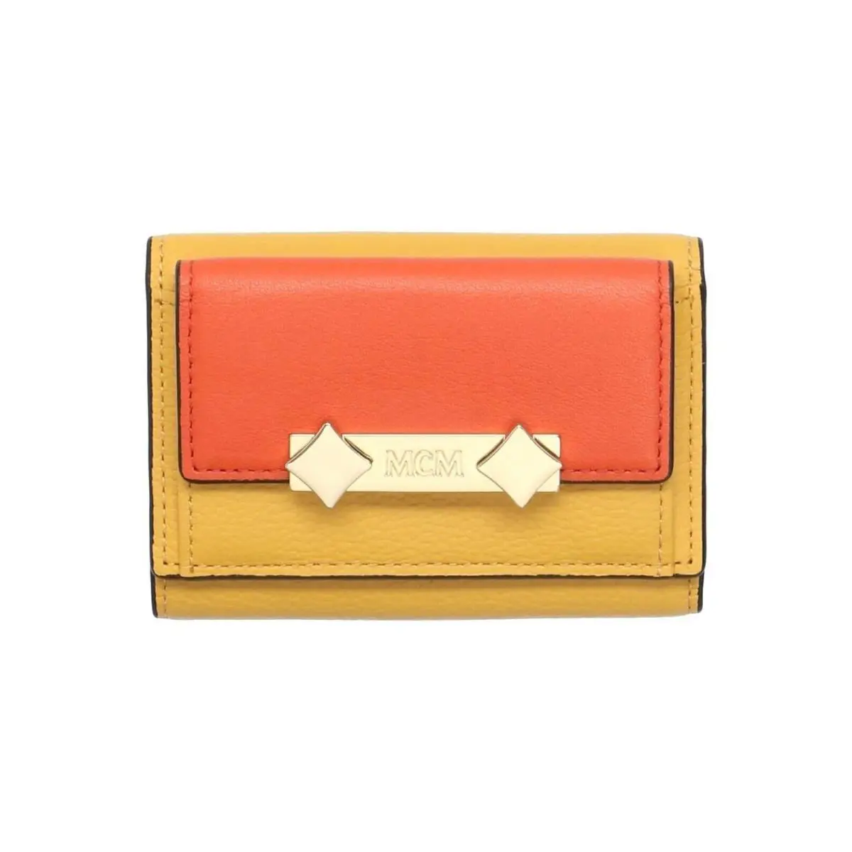 Mcm Milano Flap Colorblock Leather Small Wallet/ Tri-fold Mini 6 Card Slots