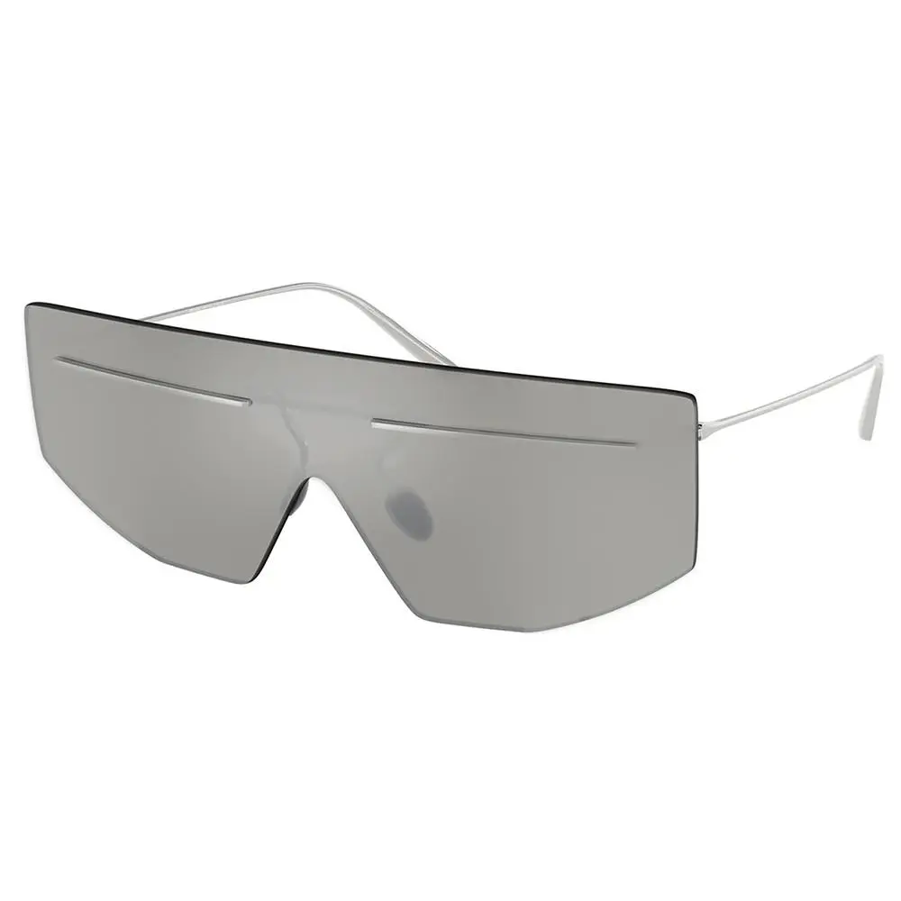Prada PR B55S 1BC60N Silver Metal Shield Sunglasses Grey Mirror Lens