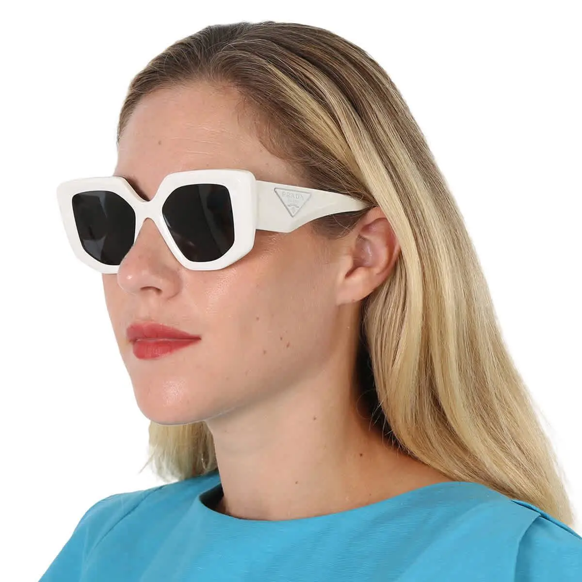 Prada Dark Grey Irregular Ladies Sunglasses PR 14ZS 1425S0 50 PR 14ZS 1425S0 50