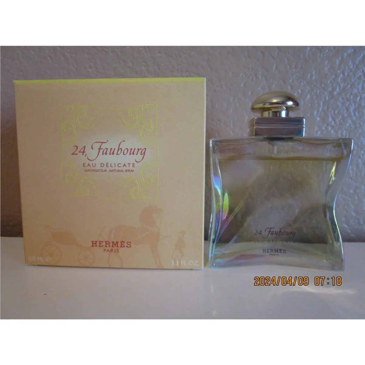 Hermes 24 Faubourg Eau Delicate 3.3 oz 100 ml Edt Spray Slightly Low Fill NO Cel