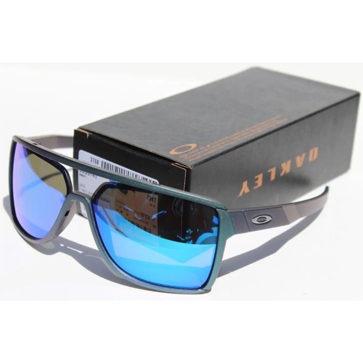 Castel Sunglasses Matte Silver/blue Colorshift/prizm Sapphire OO9147-13 by Oakley