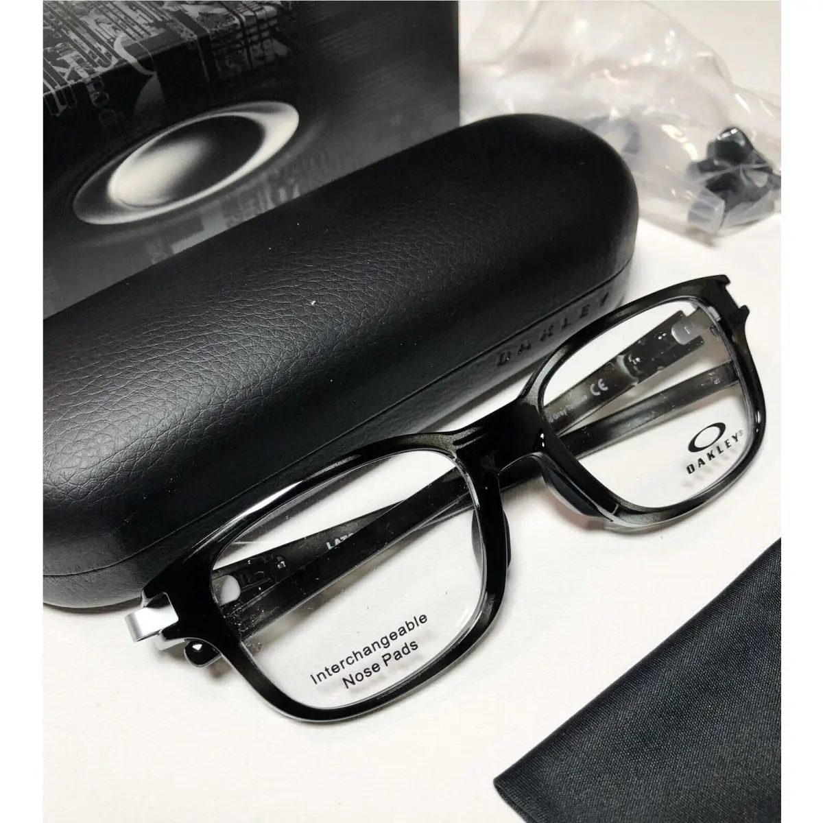 OX8114 03 Latch SS Polished Gray Tortoise Eyeglasses Frame 50-17mm by Oakley