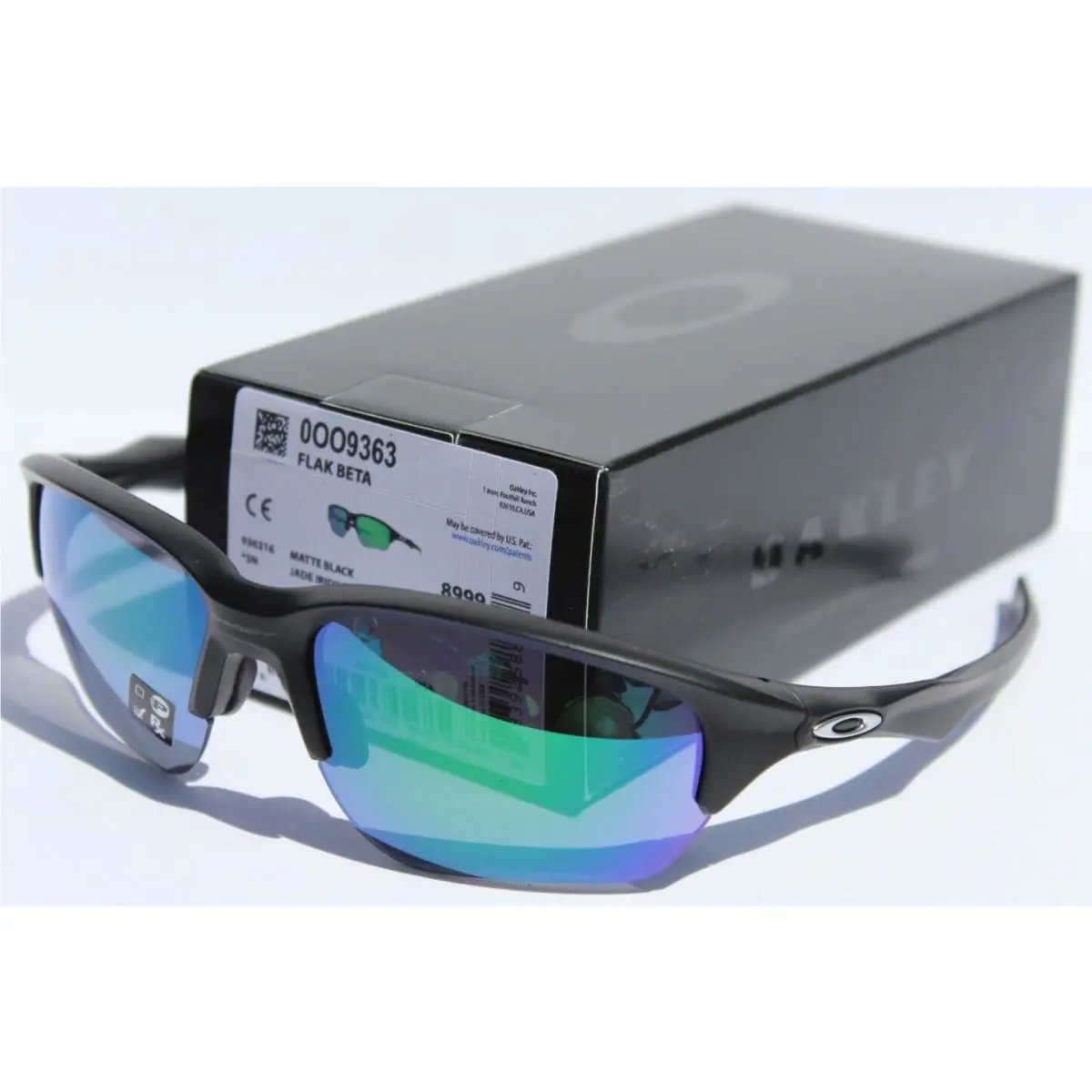 Flak Beta Sunglasses Matte Black/jade Green Iridium OO9363-16 by Oakley