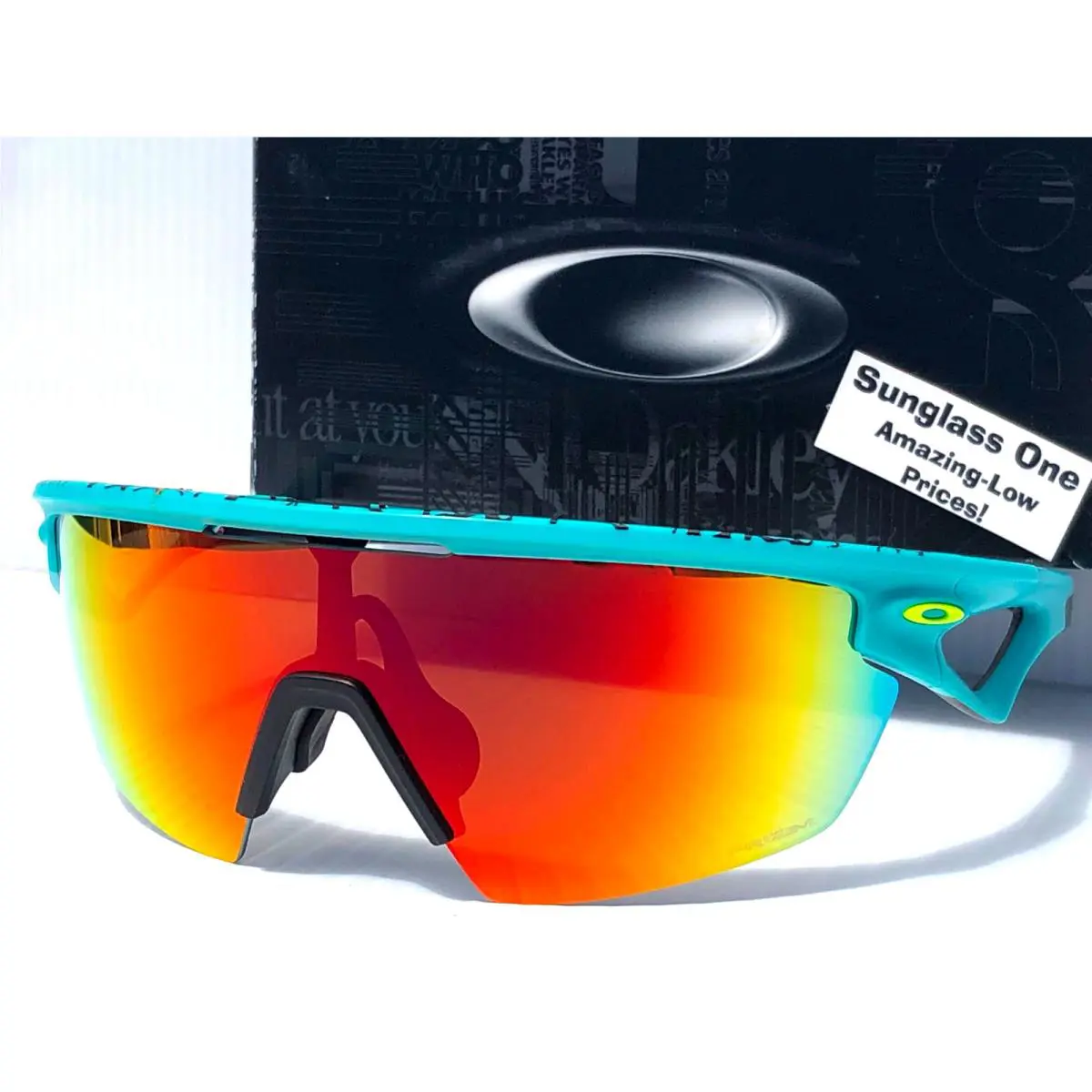 Sphaera Matte Celeste Black Neuron Prizm Ruby Lens Sunglass 9403-15 by Oakley