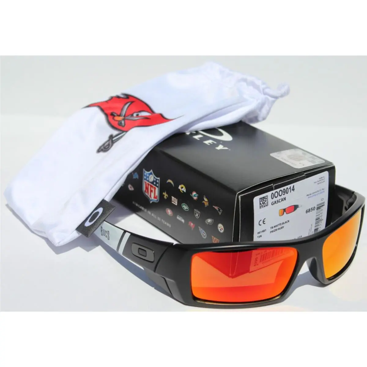 Gascan Sunglasses Nfl Tampa Bay Buccaneers Black/prizm Ruby OO9014-B1 by Oakley