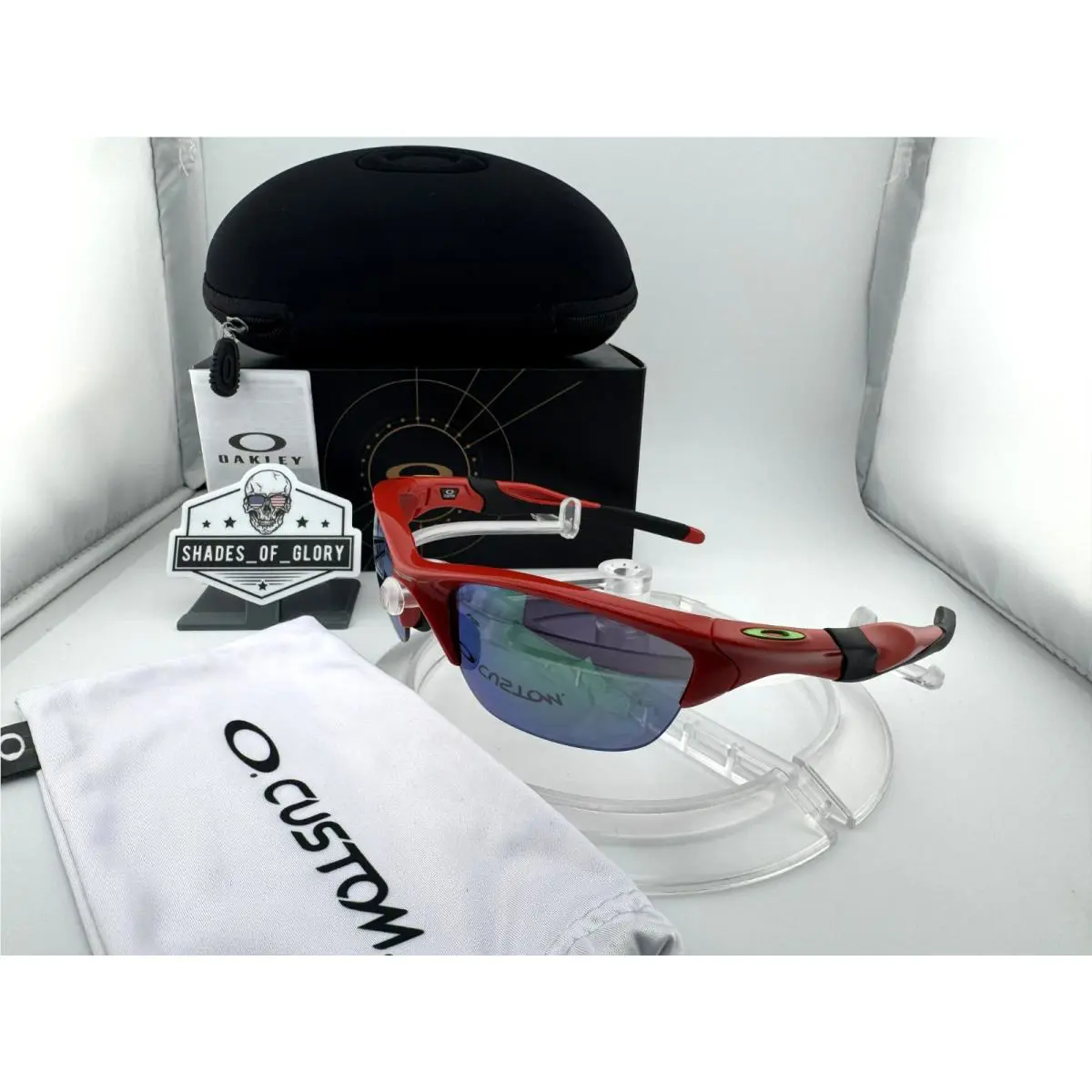 Half Jacket 2.0 Custom Redline Red Green Prizm Jade Iridium Sunglasses by Oakley