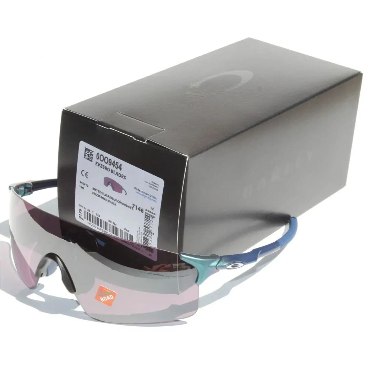 Evzero Blades Sunglasses Silver Blue Shift/prizm Road Black OO9454-19 by Oakley