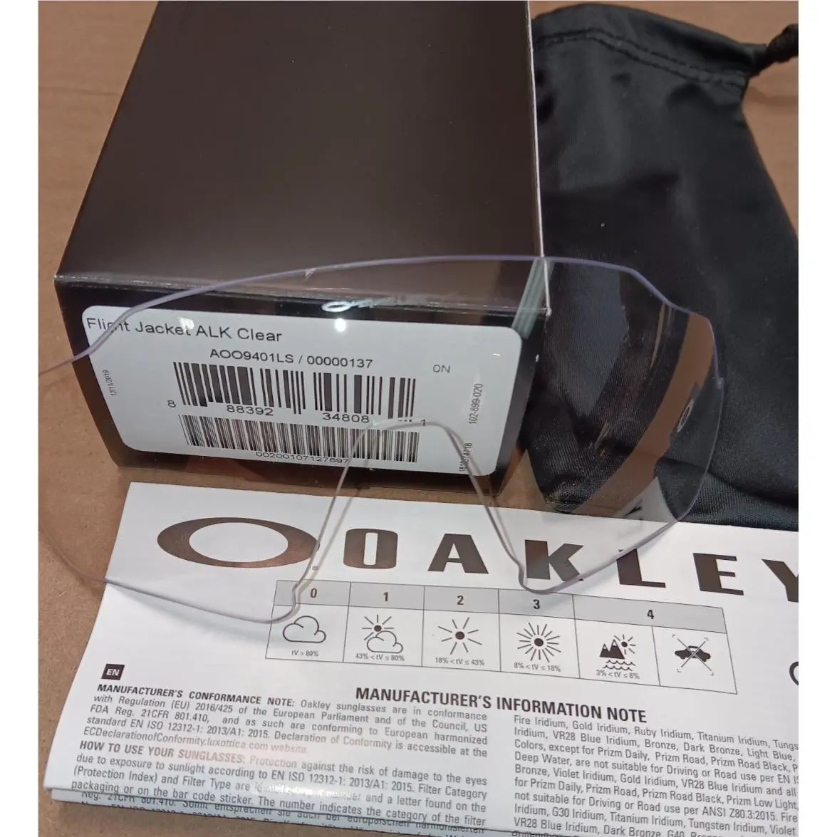 Oakley Flight Jacket Clear Replacement Sunglasses Shield Lens