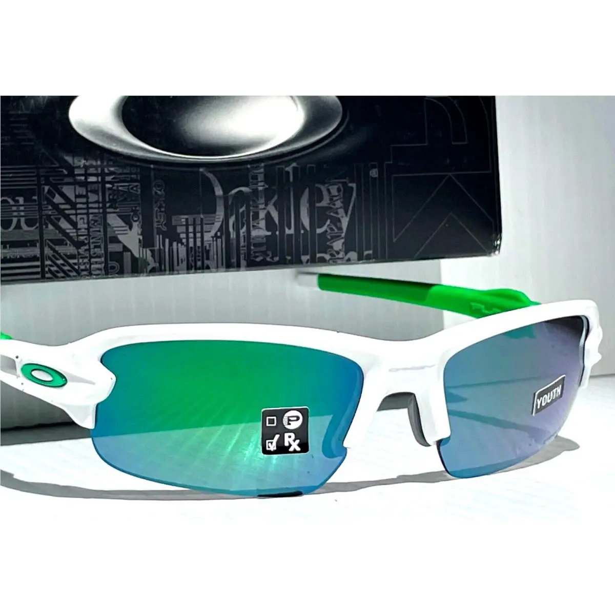 Oakley Flak Xxs White Prizm Jade Youth Lens Sunglass OJ9008-08