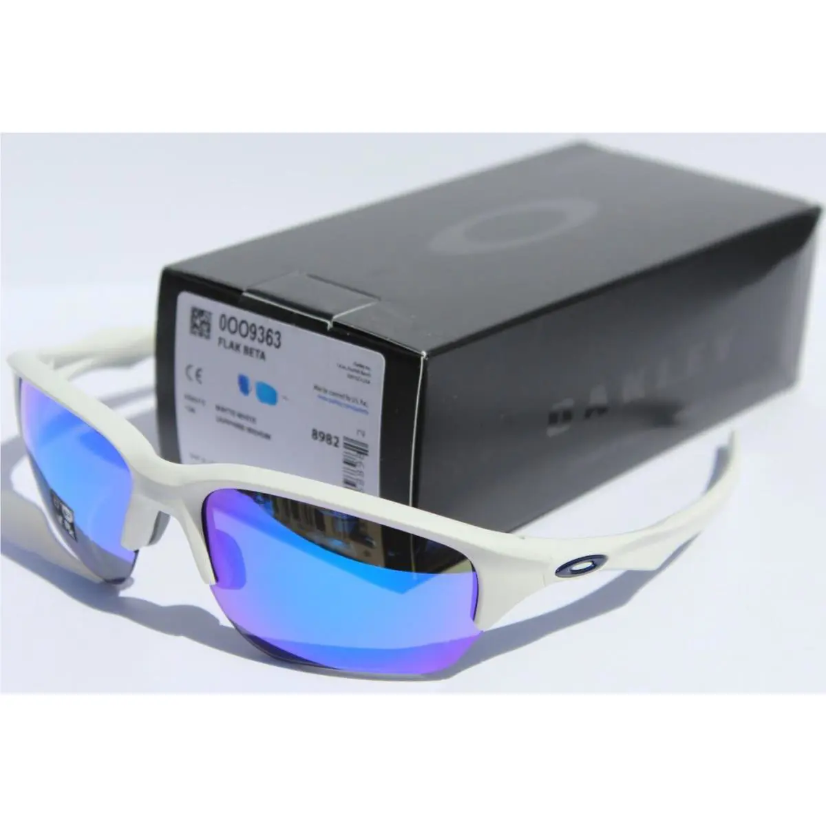 Flak Beta Sunglasses Matte White/sapphire Blue Iridium OO9363-15 by Oakley