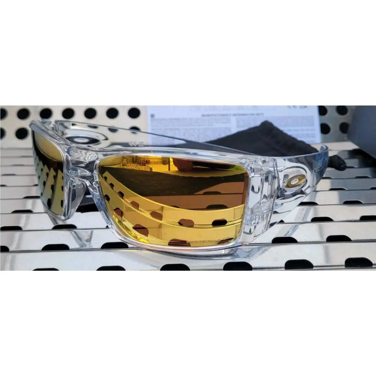 Oakley Heliostat 9231-3761 Sunglasses Clear w/ Prizm 24k Iridium Polarized