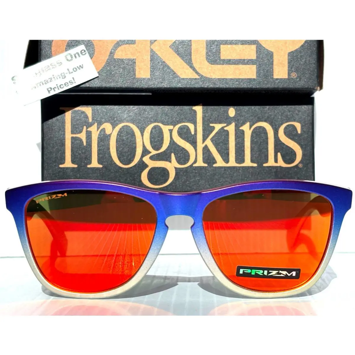 Frogskins Pink Blue Silver Fade Prizm Ruby Lens Sunglass 9013-F1 by Oakley