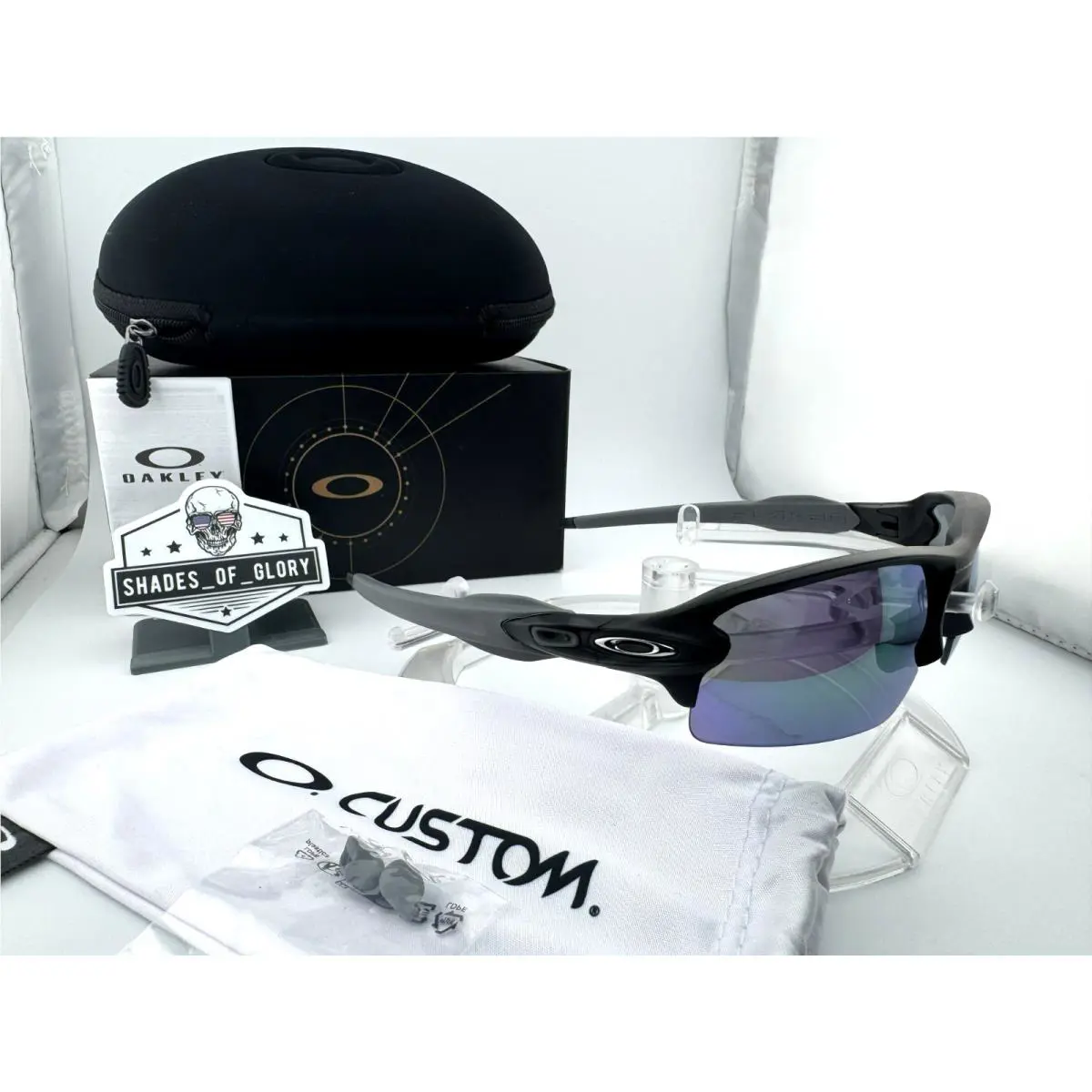 Flak 2.0 Custom Matte Black Grey Camo Prizm Jade Iridium Green Sunglasses by Oakley