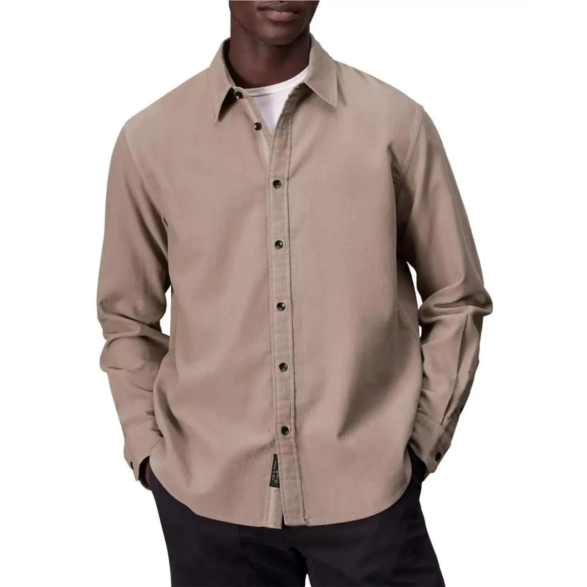 Rag Bone Finch Cotton Corduroy Button Up Shirt Men`s S Desert Button Closure