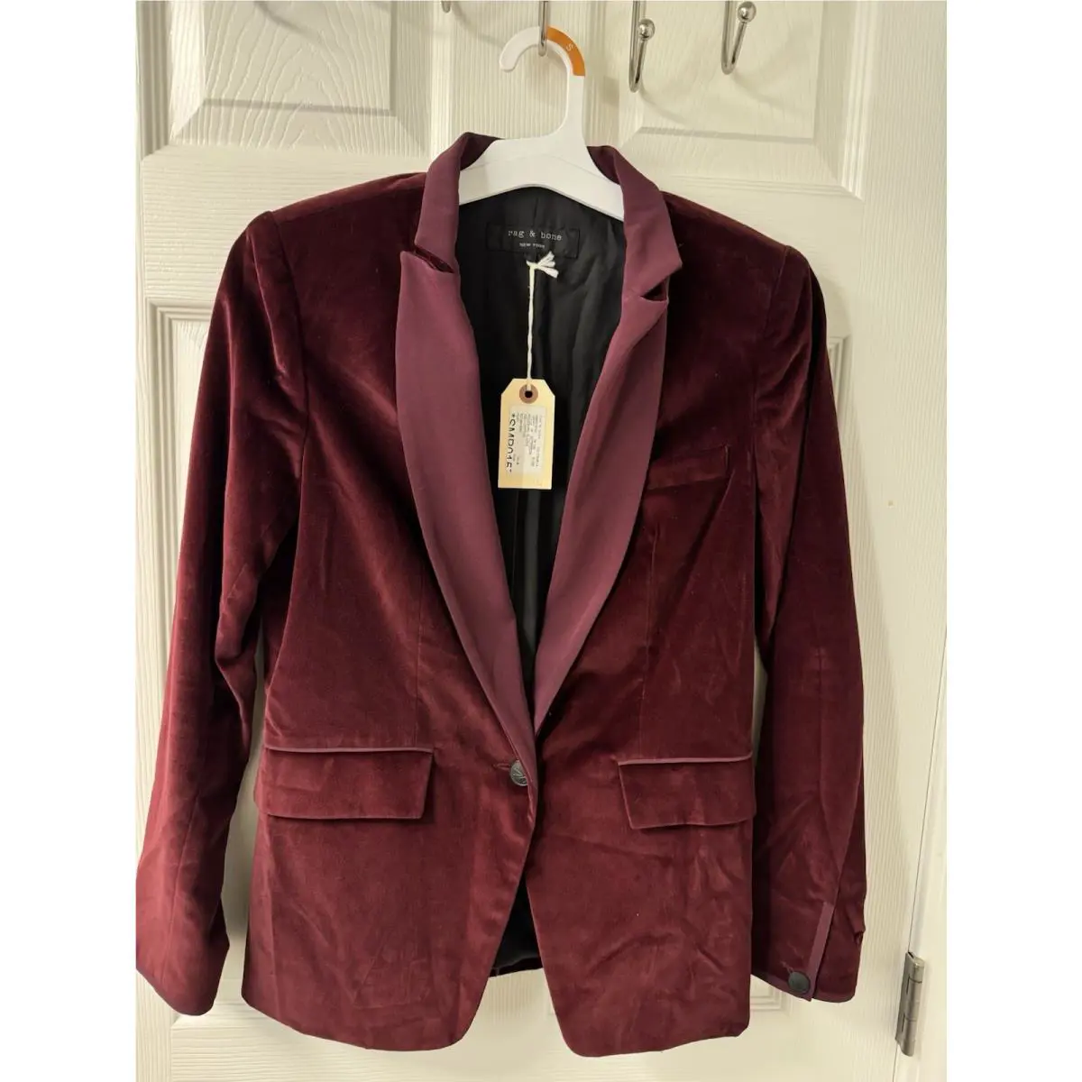 Rag Bone Roseburg Cotton Blazer In Burgundy Size:2