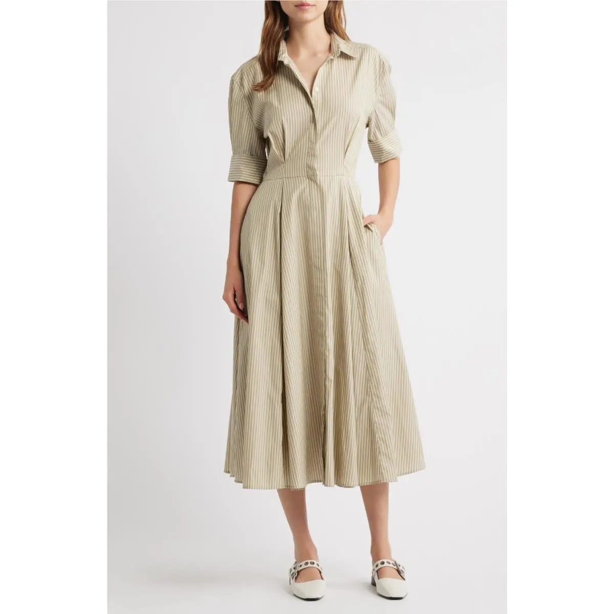Rag Bone Aiden Stripe Poplin Midi Shirtdress 0