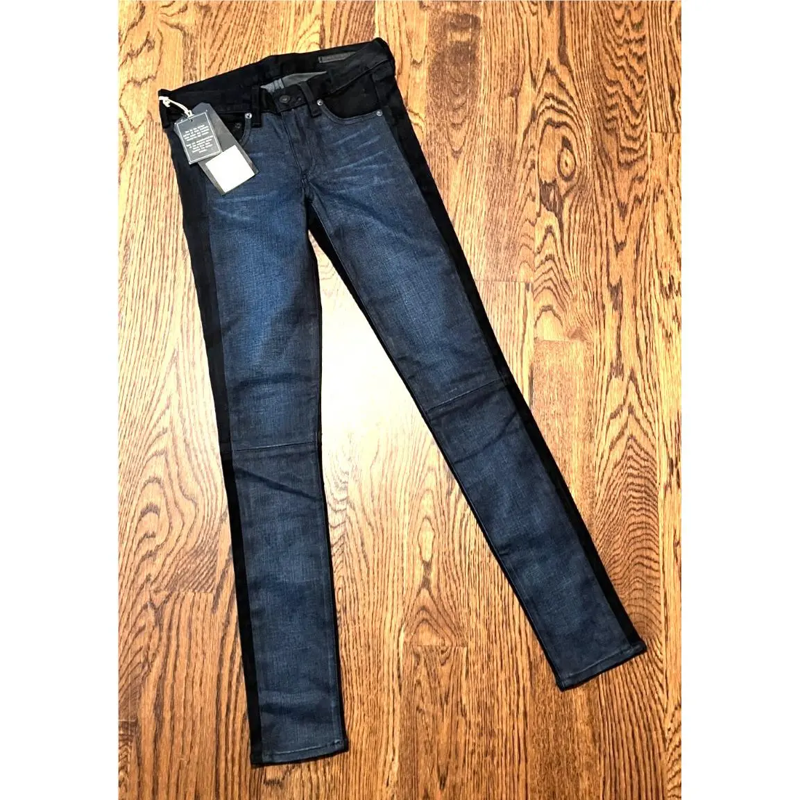 Rag Bone Jekyll Womens Jeans Essex Cotton Lamb Leather Sz 24 Retail