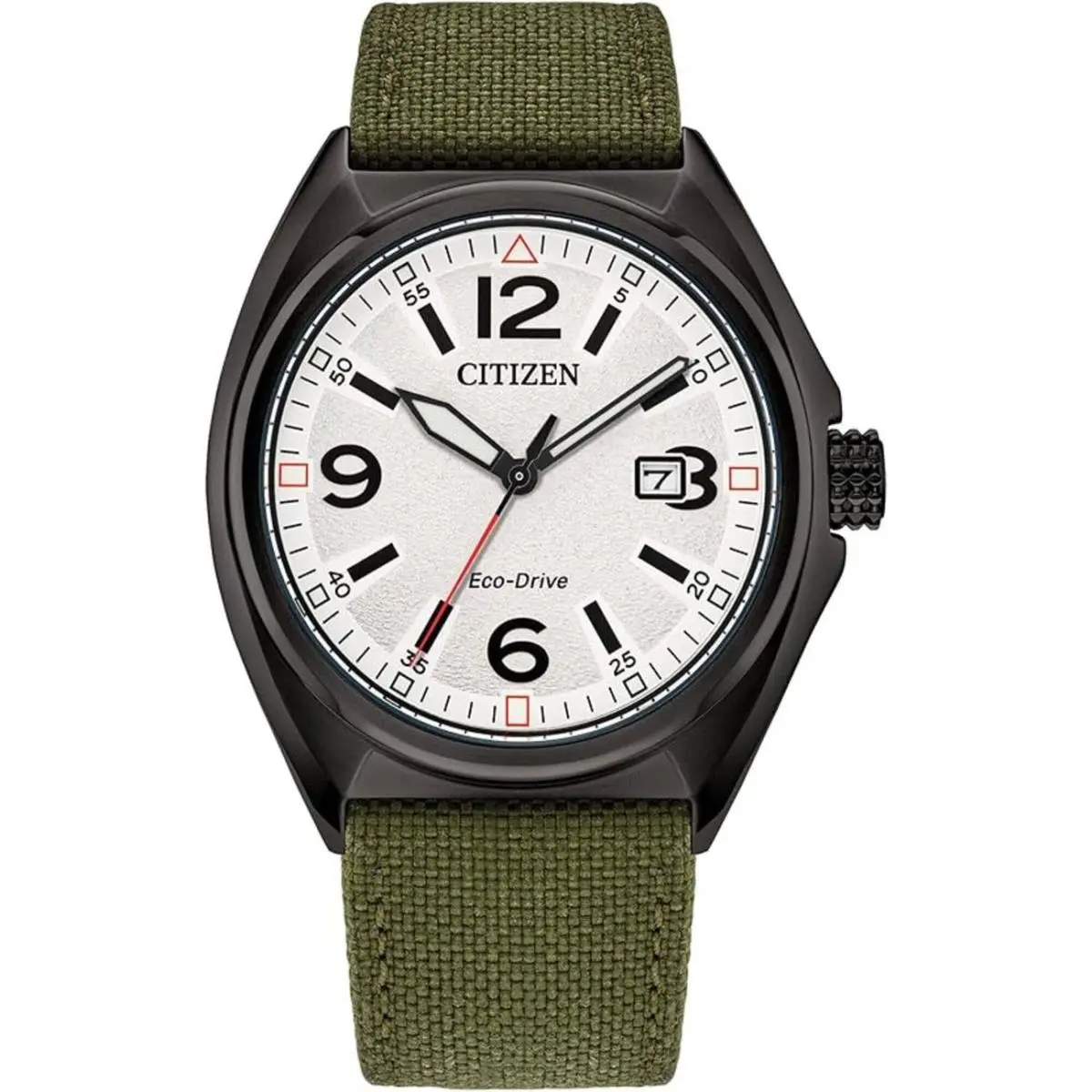Citizen Men`s Classic 40mm Solar Eco-drive Watch AW1575-16A - Dial: White, Band: Green, Other Dial: White