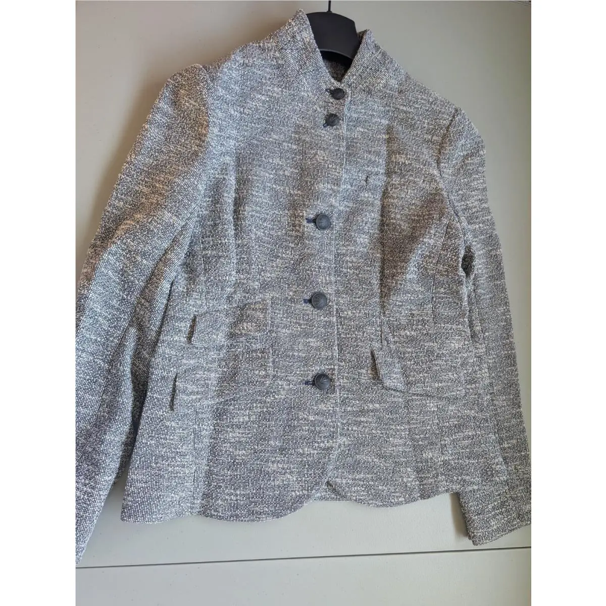 Rag Bone Slade Tweed Jacket Blazer Size 6 Navy White Multi 4E454