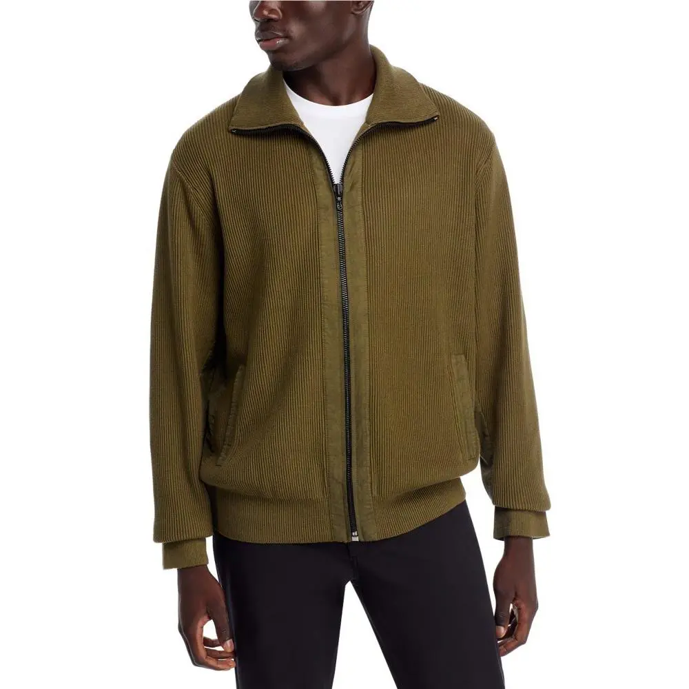 Rag Bone Dexter Andrew Funnel Neck Sweater Men`s S Forrest Green Zip Closure