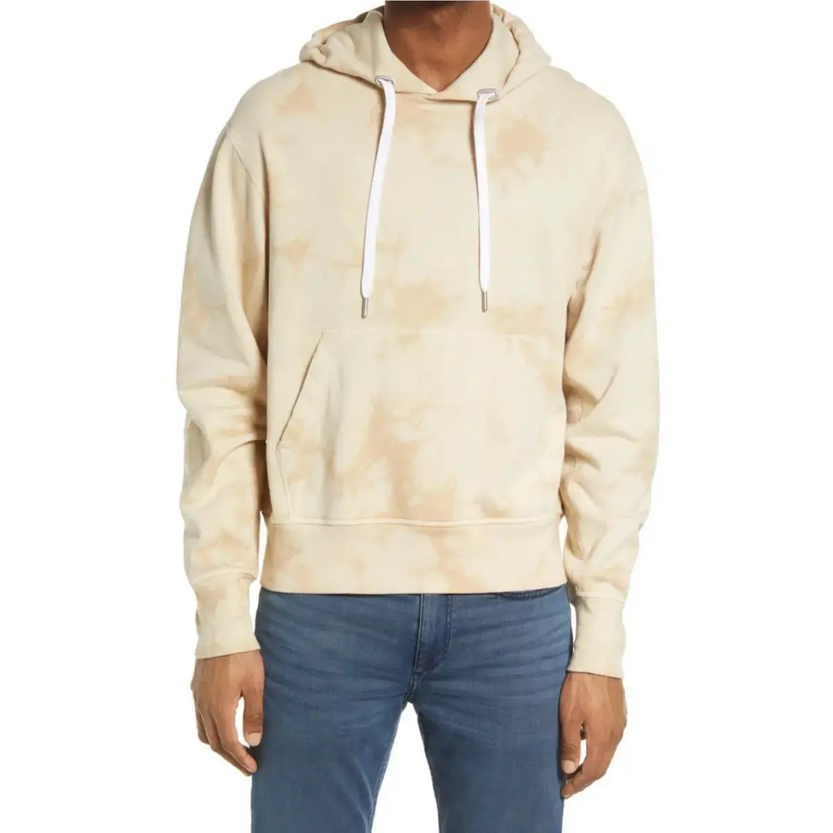 Rag Bone Men`s Terry Tie Dye Popover Hoodie in Beige Medium A003142