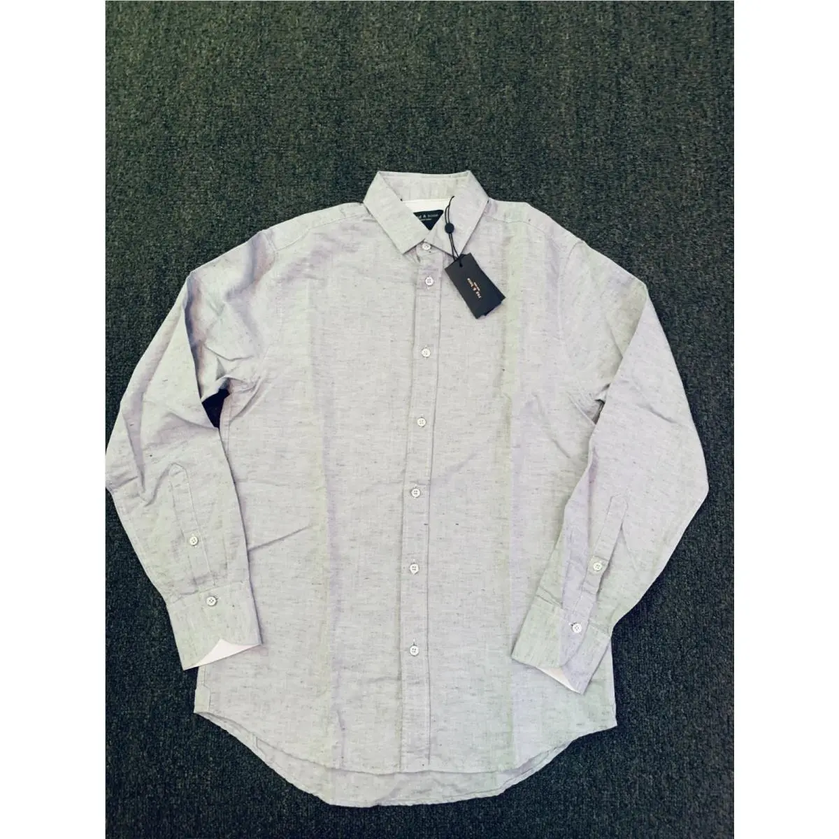 Rag Bone Shirt Mens Medium Gray Chambray Fit 1 Tailored Slim Button Down