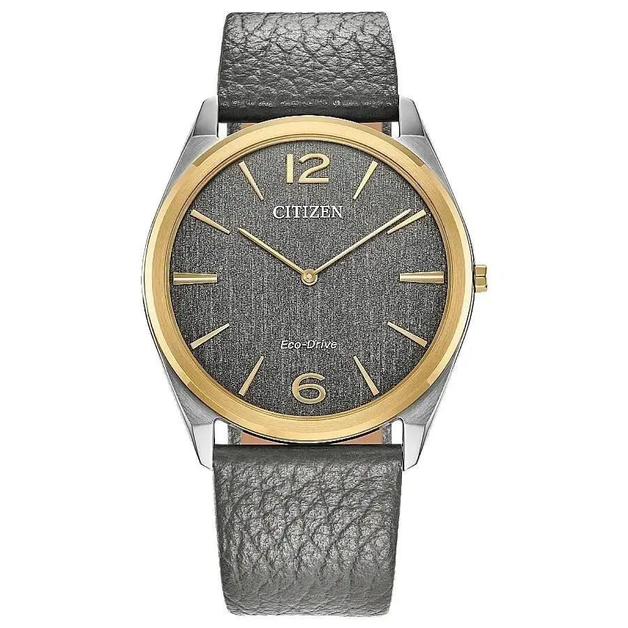Citizen Men`s Suratto Gray Dial Leather Band Watch - AR3124-07H