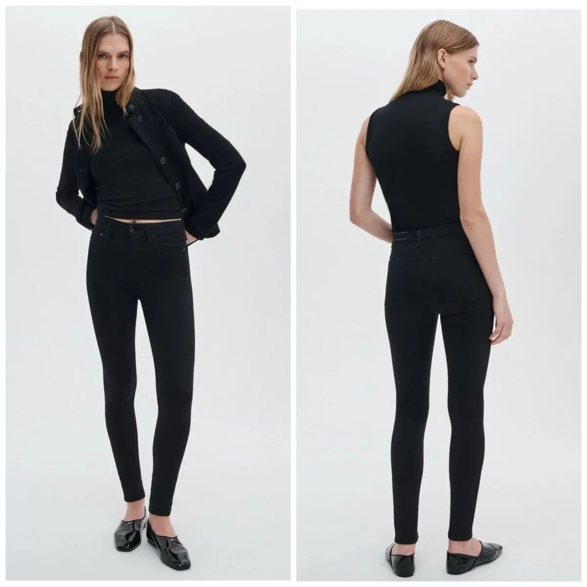 Rag Bone Flexi Nina High Rise Full Length Skinny Black Jeans Size: 30