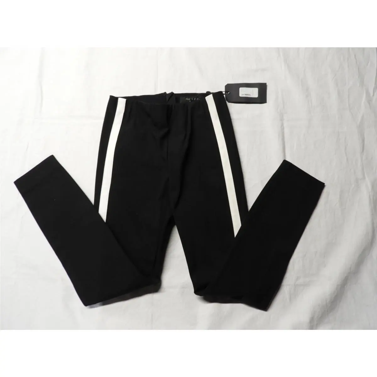 Rag Bone Women`s - Ankle Simone Black Tuxedo Pants - Back Zipper- Size 00