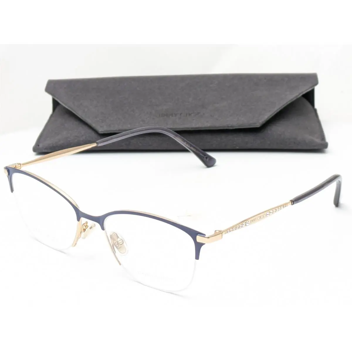 Jimmy Choo JC300 Lks Cat Eye Navy Blue Gold Women`s Eyeglasses Frames 52-18-145