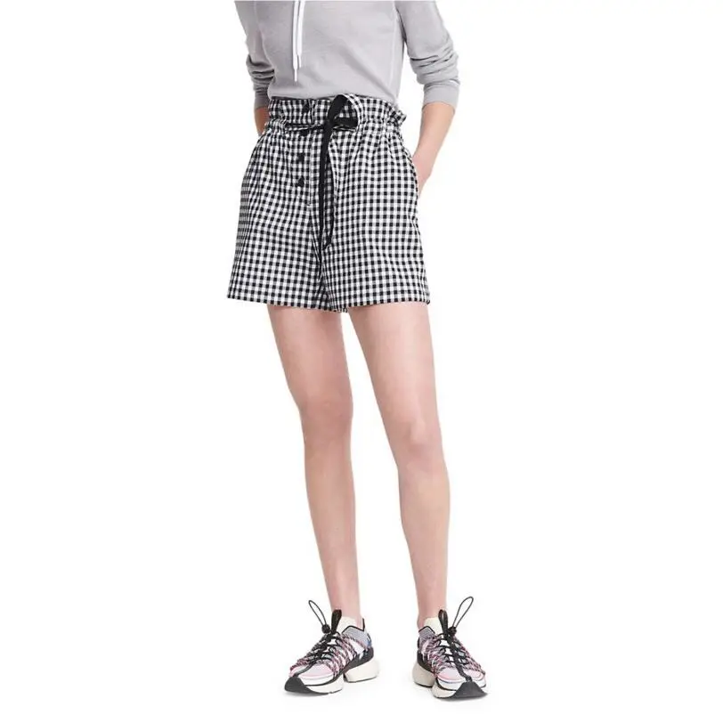 Rag Bone Camille Gingham Shorts Size 4 Black and White 99% Cotton A003043