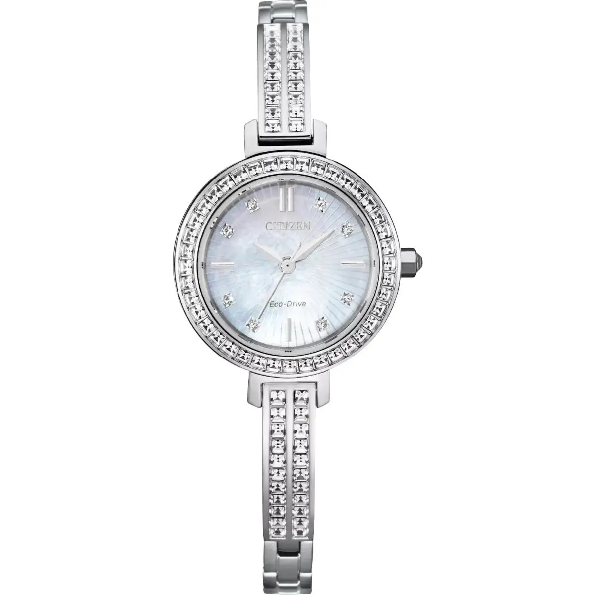 Citizen Silhouette Crystal White Dial Stainless Steel Ladies Bracelet EM0860-51D