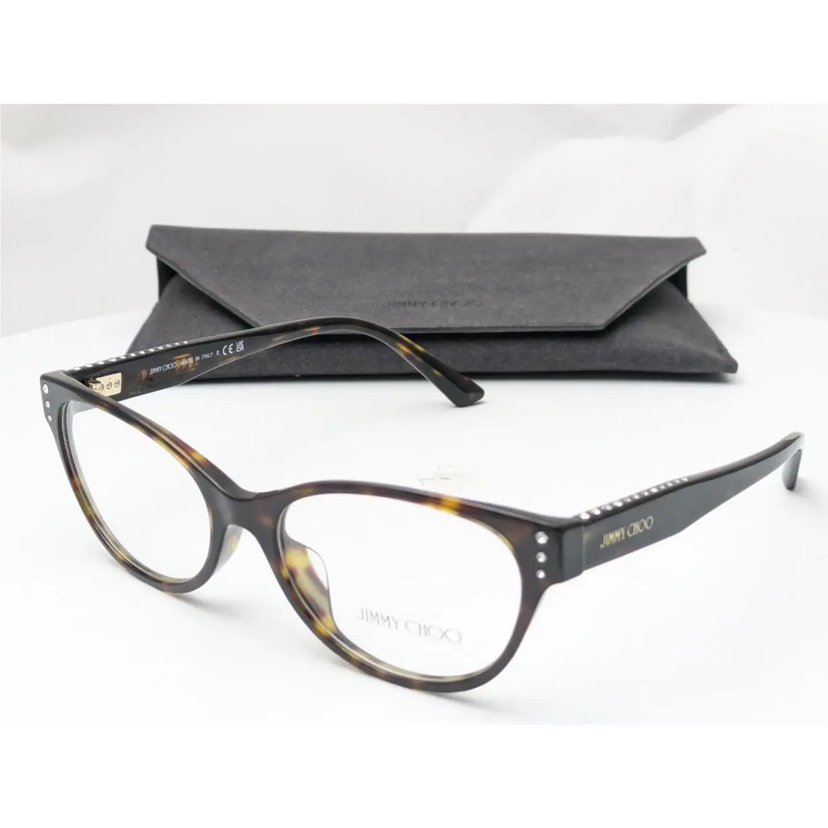 Jimmy Choo JC3003BU 5002 Dark Havana Crystal Women`s Eyeglasses Frames 54-17-140