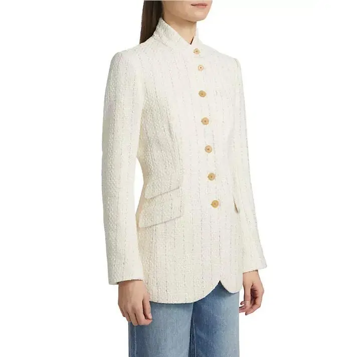 Rag Bone Slade Long Tweed Blazer Size 4 Ivory 4C502
