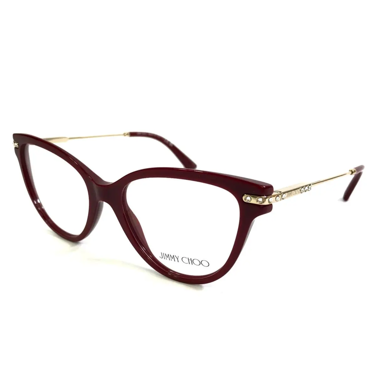 Eyeglasses Frames JC3001B 5018 Red Burgundy Gold Crystals 52-17-140 by Jimmy Choo